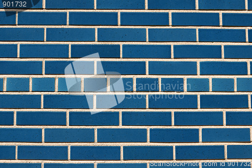 Image of Blue ceramic bricks wall