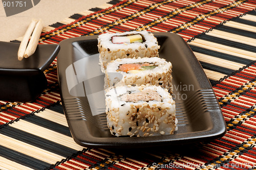 Image of Sushi and chopsticks