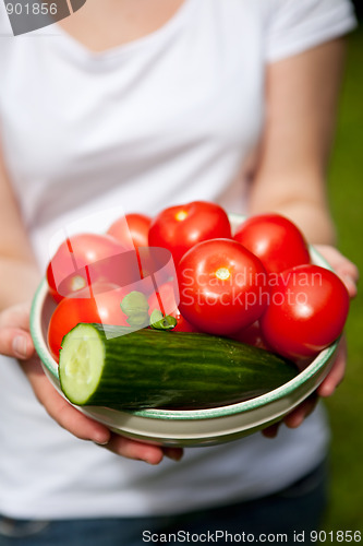 Image of Fresh tomatoes and cucumber