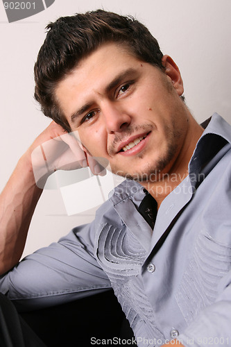 Image of Friendly Male Model in Grey