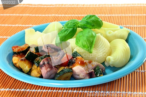 Image of Seafood and vegetables with pasta