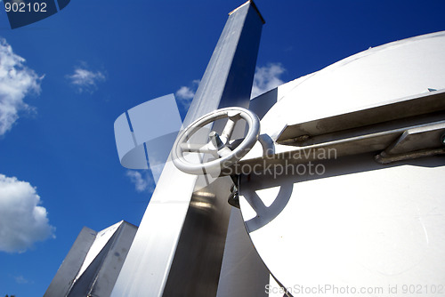 Image of Industrial zone, Steel srtuctures on blue sky