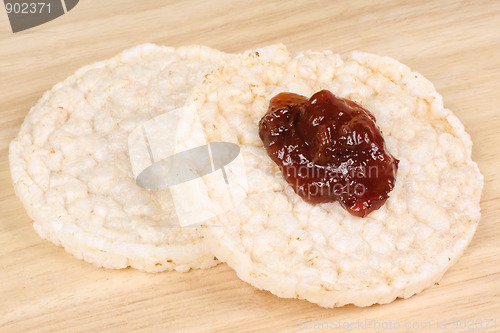 Image of Two rice cakes with jam