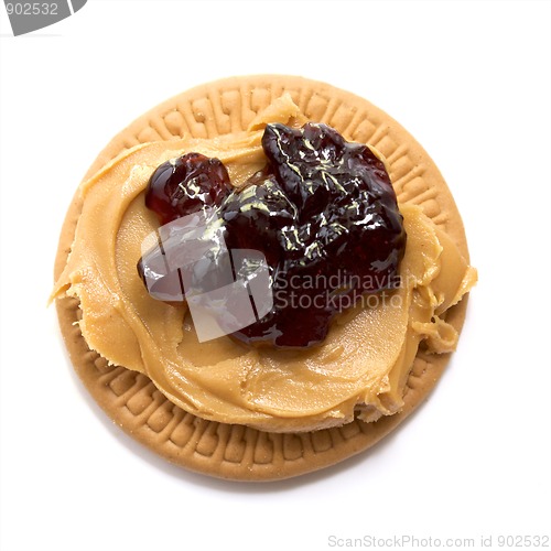 Image of peanut butter and jelly on biscuit