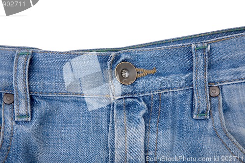 Image of blue denim jeans with button