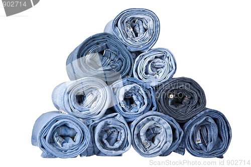 Image of roll blue denim jeans