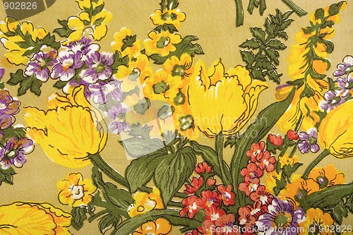 Image of flower fabric texture, colored plants