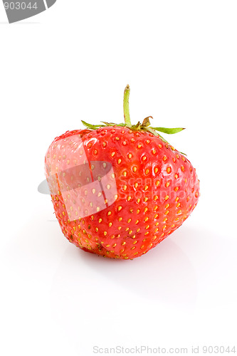 Image of Single tasty ripe red strawberry 