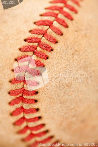 Image of Macro Detail of Worn Baseball