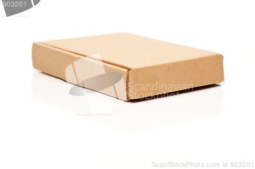 Image of Closed Thin Cardboard Box on White