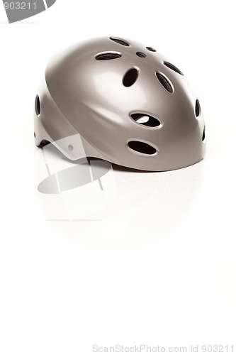 Image of Silver Bike Helmet on White