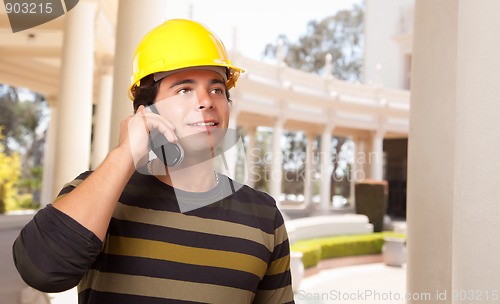 Image of Handsome Hispanic Contractor with Hard Hat