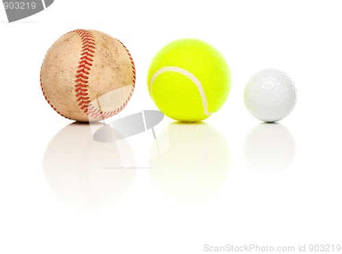 Image of Baseball, Tennis and Golf Ball on White
