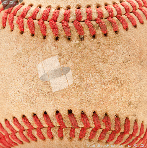 Image of Macro Detail of Worn Baseball