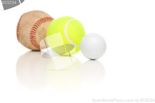 Image of Baseball, Tennis and Golf Ball on White