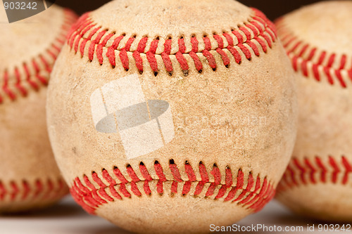Image of Macro Detail of Worn Baseball