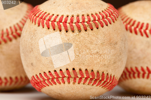 Image of Macro Detail of Worn Baseball