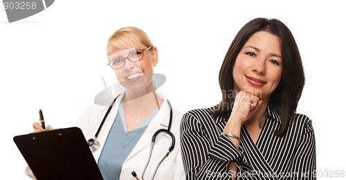 Image of Hispanic Woman with Female Doctor or Nurse