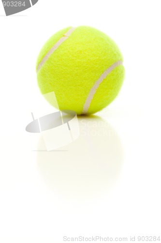 Image of Single Tennis Ball on White with Slight Reflection