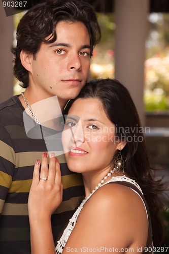 Image of Attractive Hispanic Couple Portrait Outdoors