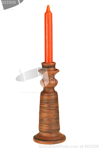 Image of Only no-fire candle in candlestick