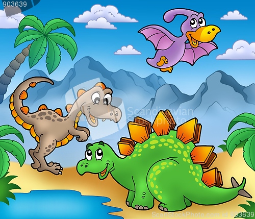 Image of Landscape with dinosaurs 2