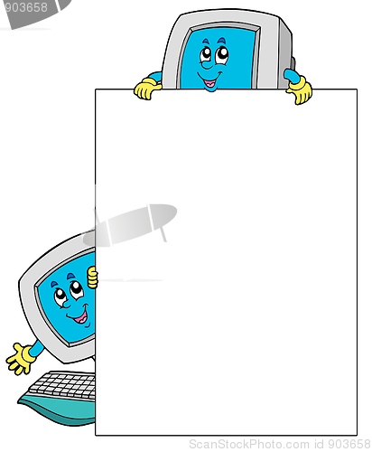 Image of Blank frame with two computers