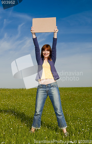 Image of Girl with a paper card