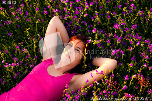 Image of Lying on flowers