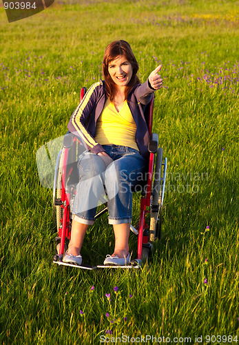 Image of Handicapped woman on wheelchair