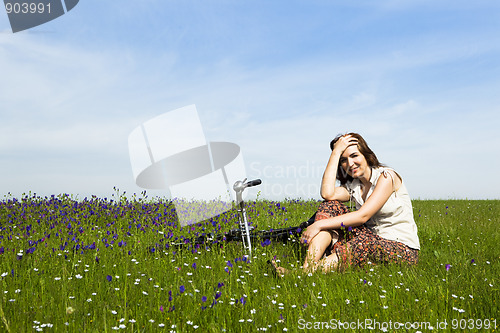 Image of Girl with a bicycle