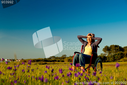 Image of Handicapped woman on wheelchair