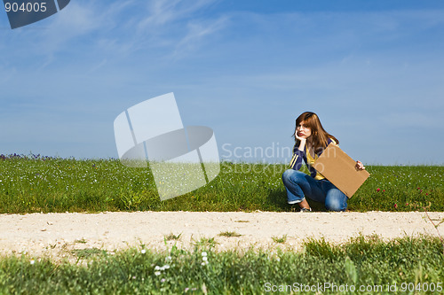 Image of Hitch hiking girl