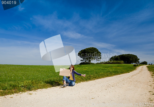 Image of Hitch hiking girl