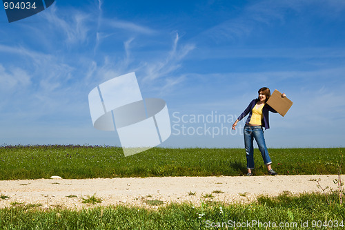 Image of Hitch hiking girl
