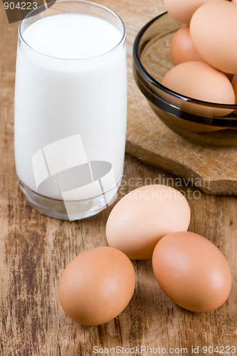 Image of eggs and glass of milk 