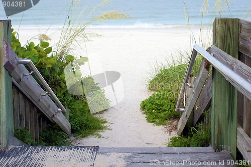 Image of wooden steps leading to beach