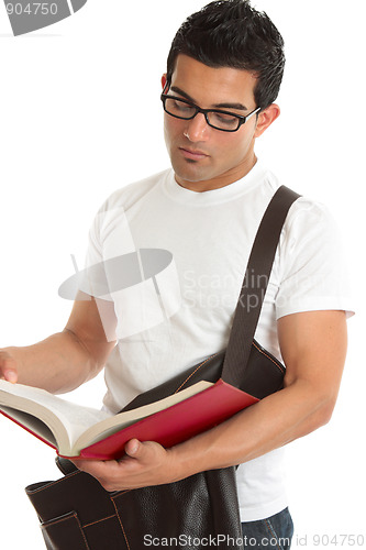 Image of University college student reading