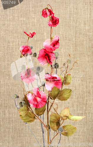 Image of Bouquet with pink artificial flowers