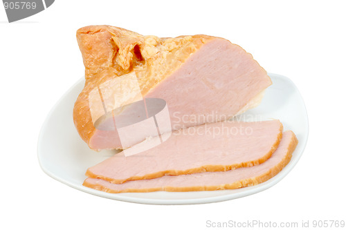 Image of Sliced meat on white plate