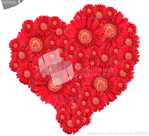 Image of Bouquet of red flowers as heart-form