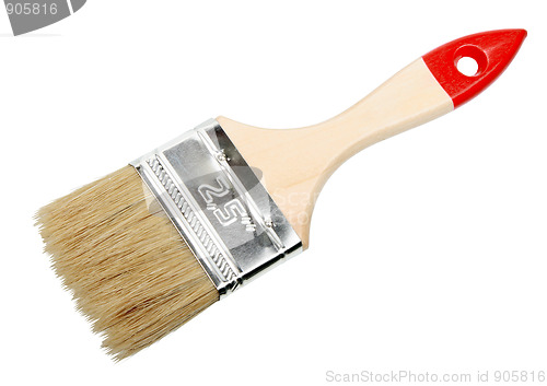 Image of Brush with red wood handle