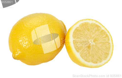 Image of Full and cross section of yellow lemon