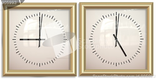 Image of nine to five two clocks