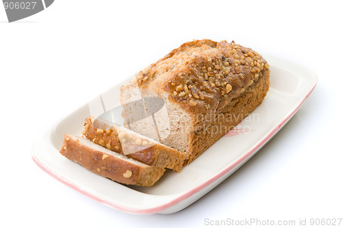 Image of cake on tray isolated white