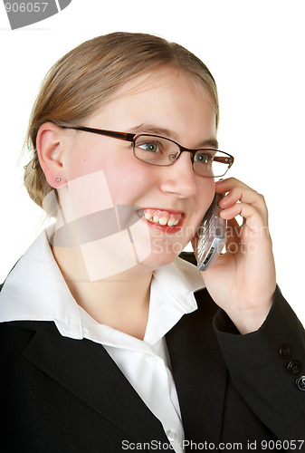 Image of young business woman talking on phone