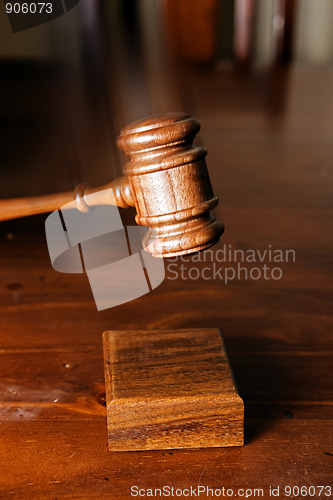 Image of decision made judges gavel hitting