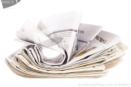 Image of newspaper stack, information concept