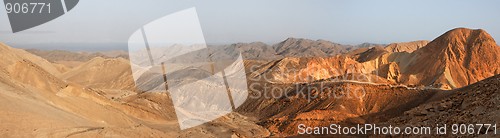 Image of Desert landscape panorama at sunset