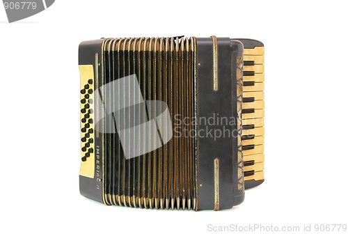 Image of Vintage black accordion isolated 